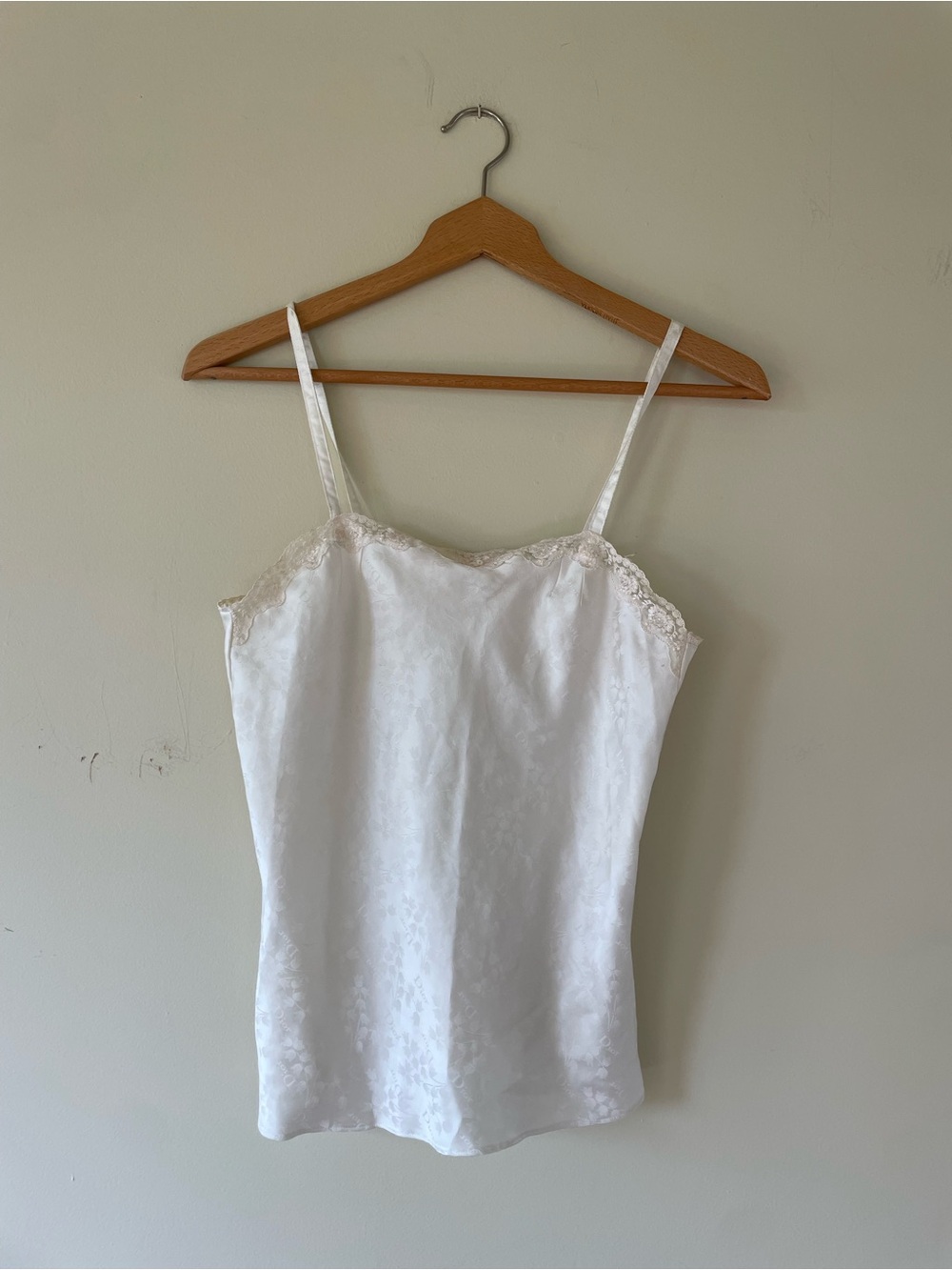 Vintage 80s Dior White Satin Lace-Trim Camisole tank top